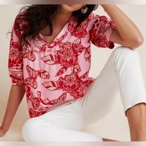 Anthropologie X Vineet Bahl Embroidered Floral Blouse Size XS